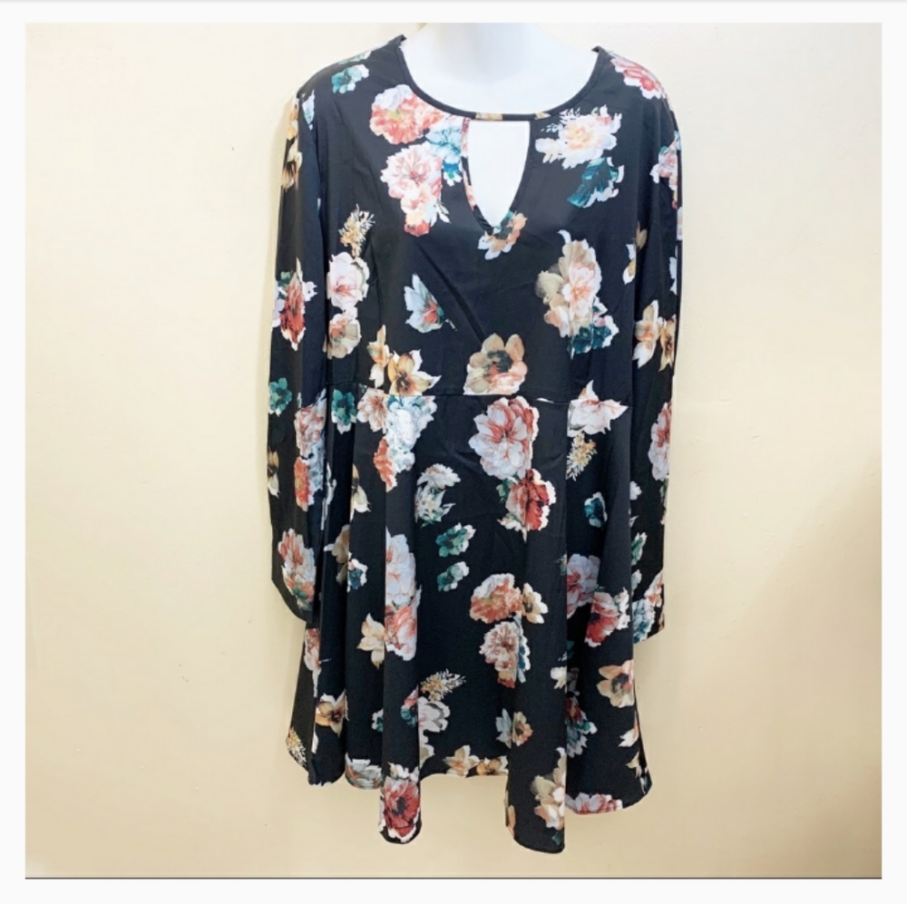 Philosophy Long-Sleeve Fit & Flare Dress Black XL